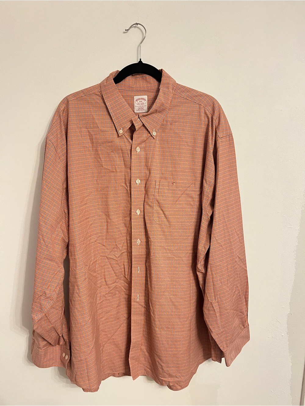 Brooks Brothers Men's Orange Plaid Button-Up Shirt